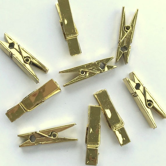 Gold Mini Clothespins, Small Gold Colored Clothespins, 1 3/8 Inch