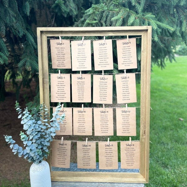 Wedding Seating Chart Barnwood Frame, Seating Chart Holder, Rustic Wedding Decor, Wedding Table Card Holder, Rustic Table Cards, 24" x 36"
