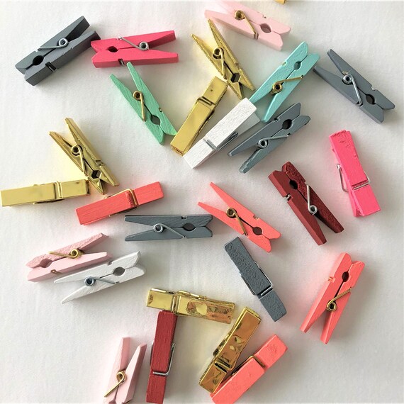 Colored Mini Clothespins, Small Colored Clothespins, 1 3/8 Inch Clothespins,  Wedding Decor, Craft Clothespins, Pretty Clothespins, 10 Count 