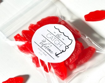 Fishing Theme Wedding Favor Bags & Stickers, Catch of a Lifetime: Personalized