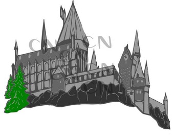 Download Hogwarts Castle Art Print Movie painting Castle Moonlight