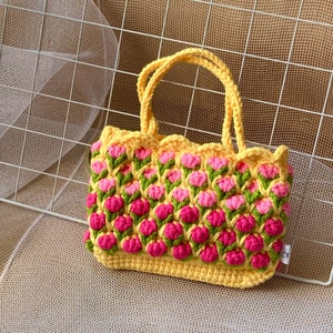 Sac Rangement Fil à Tricoter - Organisateur Tricot/Crochet Avec Poches - Motif Citrouille/Tournesol