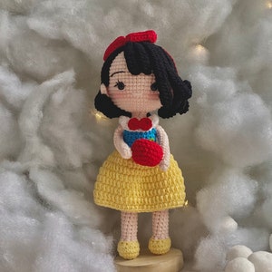 Amigurumi Snow White Crochet Doll Finished Handmade, Disney Princess Doll, Gift For Girls, Knitted Doll