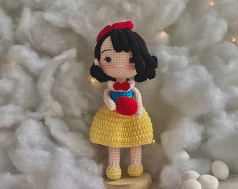 Amigurumi Snow White Crochet Doll Finished Handmade, Disney Princess Doll, Gift For Girls, Knitted Doll