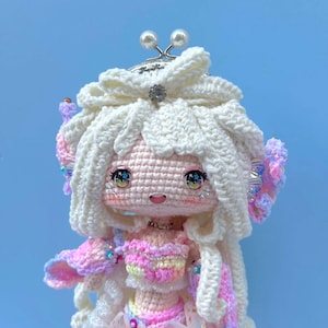 Handgemachte Häkelarbeit Geldbörse Puppe Pinky Meerjungfrau Fertig | Einzigartiges Geschenk für Mädchen