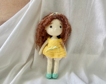 Muñeca de ganchillo Amelia terminada, adorable juguete de felpa Amigurumi terminado, regalo hecho a mano para niñas, muñeca de hilo terminada