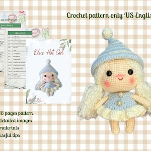 Christmas Girl Amigurumi Crochet Pattern: Blue Hat Ornament (PDF Pattern)