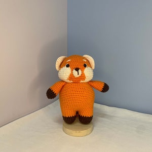 Handmade Crochet Red Raccoon Plush Toy: Woodland Gift