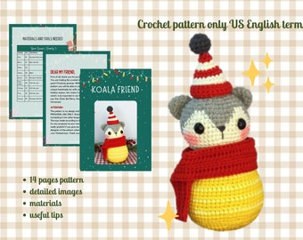 Weihnachtsschmuck häkeln Anleitung Koala, Weihnachtsdeko für Tierfreunde und Amigurumi Häkelarbeit