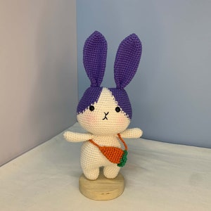 Handmade Amigurumi Rabbit Plush Toy: Purple Eared Bunny Gift