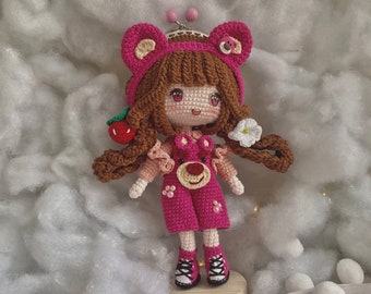 Muñeca de monedero de crochet: Osito amigurumi princesa Lotso hecho a mano