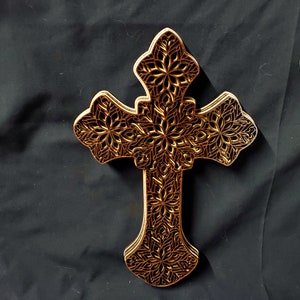 Beautiful 4 Layer Mandala Style Cross, Multilayer Cross, Intricate Cut 3D Cross, Christian Art, Religious Decor