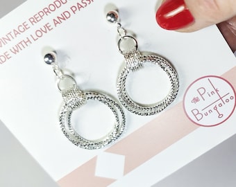 Studded  dangling multi hoop  earrings in 50s 60s design retro