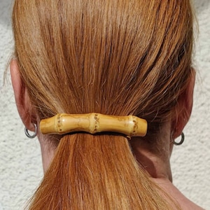 Bamboo hair barrette - natural brown - tropical Hawaii Tiki 50s