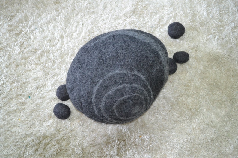 Felted stone soft and big pillow wool stone wool pebble Etsy