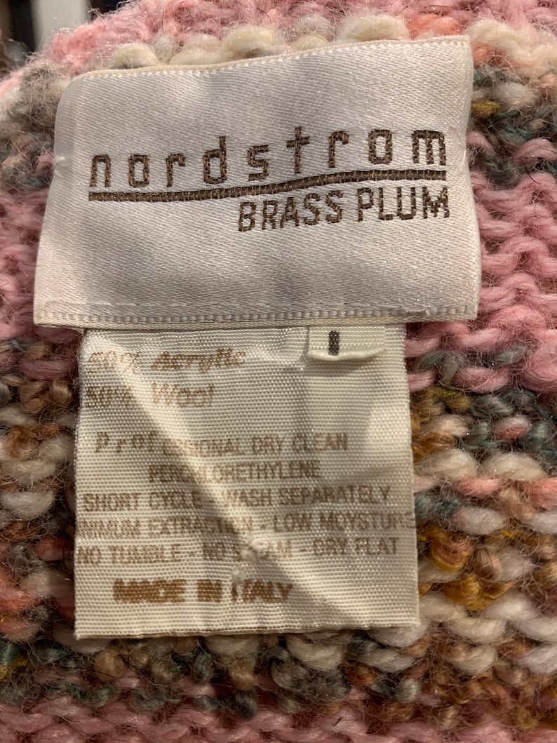 80/'s Pink Stripe Sweater by NORDSTROM BRASS PLUM in Size L