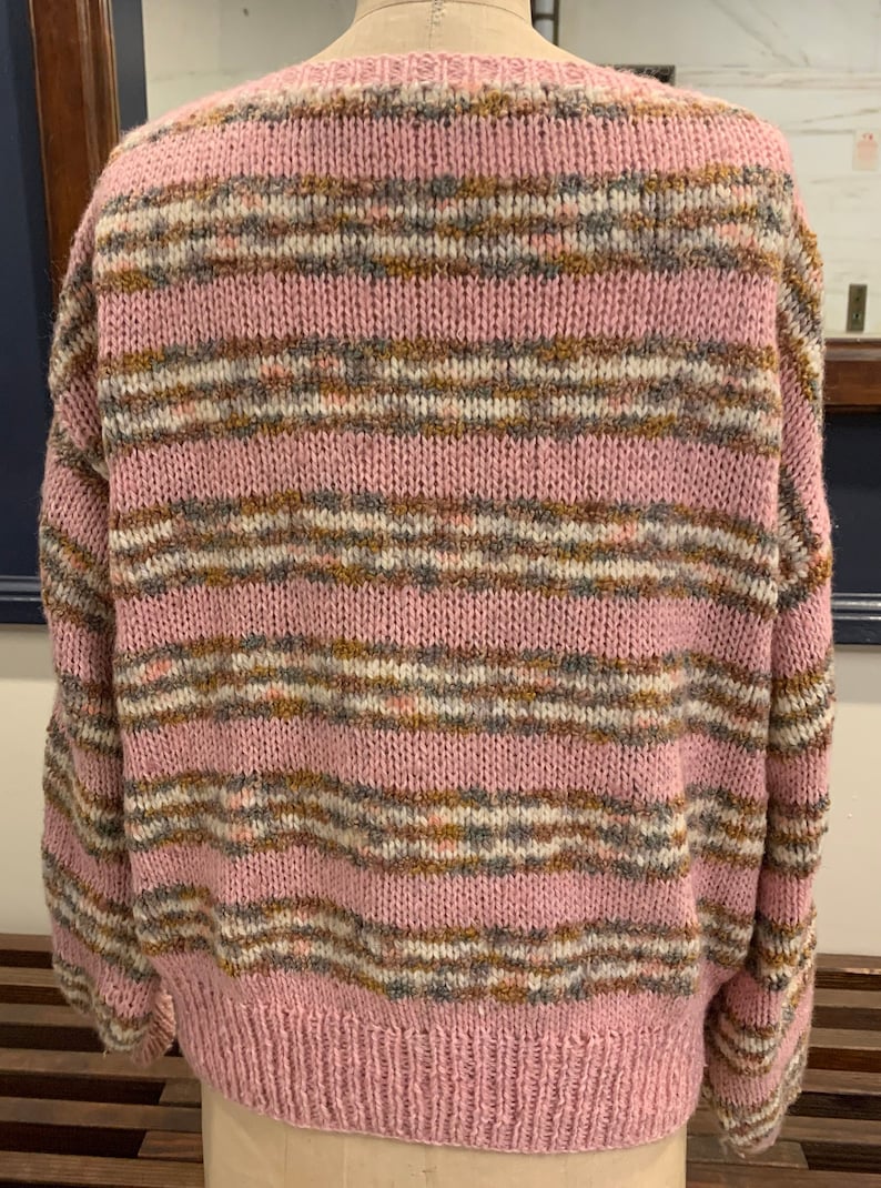 80/'s Pink Stripe Sweater by NORDSTROM BRASS PLUM in Size L