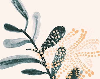 Australian Flora Art Print — Wattle — Minimalist Wall Decor, Floral Art, Artist Painting, Botanical Prints.