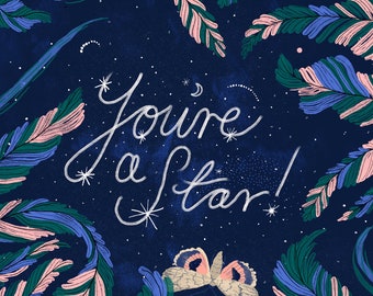 You're a star! — Greeting Card by Nat Carroll, Starry Night Skies, Encouragement, Christmas Season, Just Because Greeting