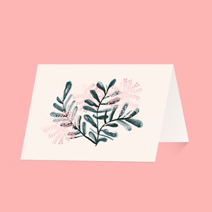 Australian Botanical Blank 4x6 Greeting Cards – Pink Wattle – Original inky illustrations by Nat Carroll
