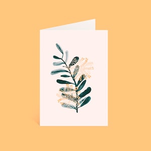 Australian Botanical Blank 4x6 Greeting Cards – Yellow Wattle – Original inky illustrations by Nat Carroll