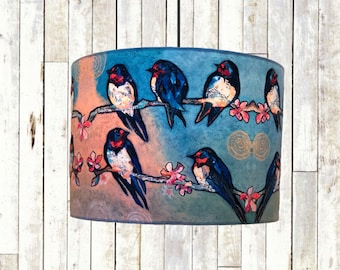 Swallow (SLIGHT SECONDS) - Handmade Bird Drum Lampshade