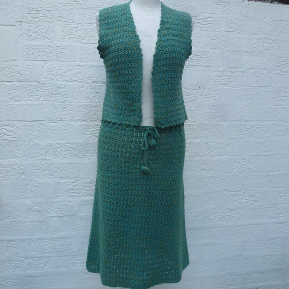 Vintage suit hand crocheted small women's clothing