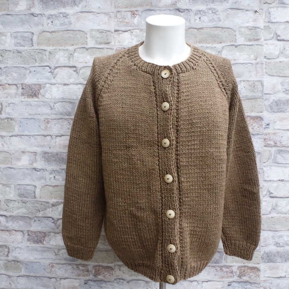 Womens cardigan ladies knit top brown gift handmade chunky wool cardigan winter fall handmade vintage top chunky clothing 90s knit fall gift