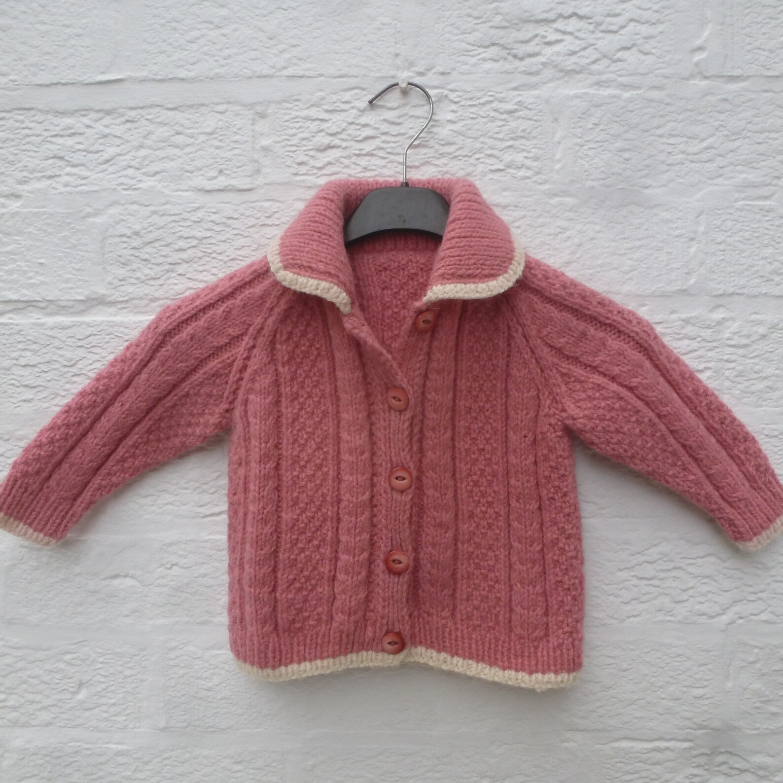 Blush Pink Cardigan Girls' Vintage Clothing. British Aran Etsy