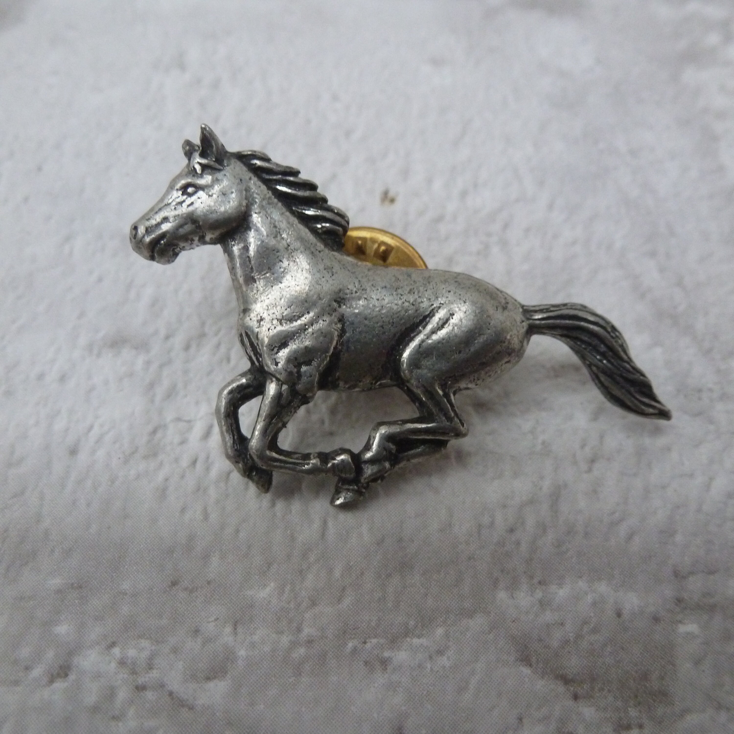 Vintage pewter horse lapel pin equine mens accessory English Etsy