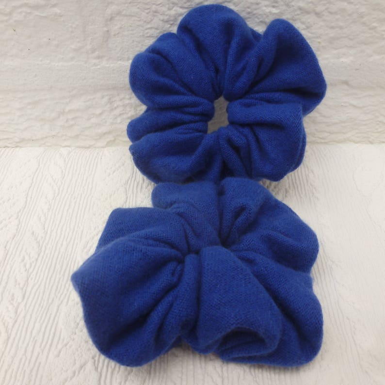 back to school blue bun holders. Eco-friendly hand made hairbands Two cashmere accessories for hair care Large soft wool hairties