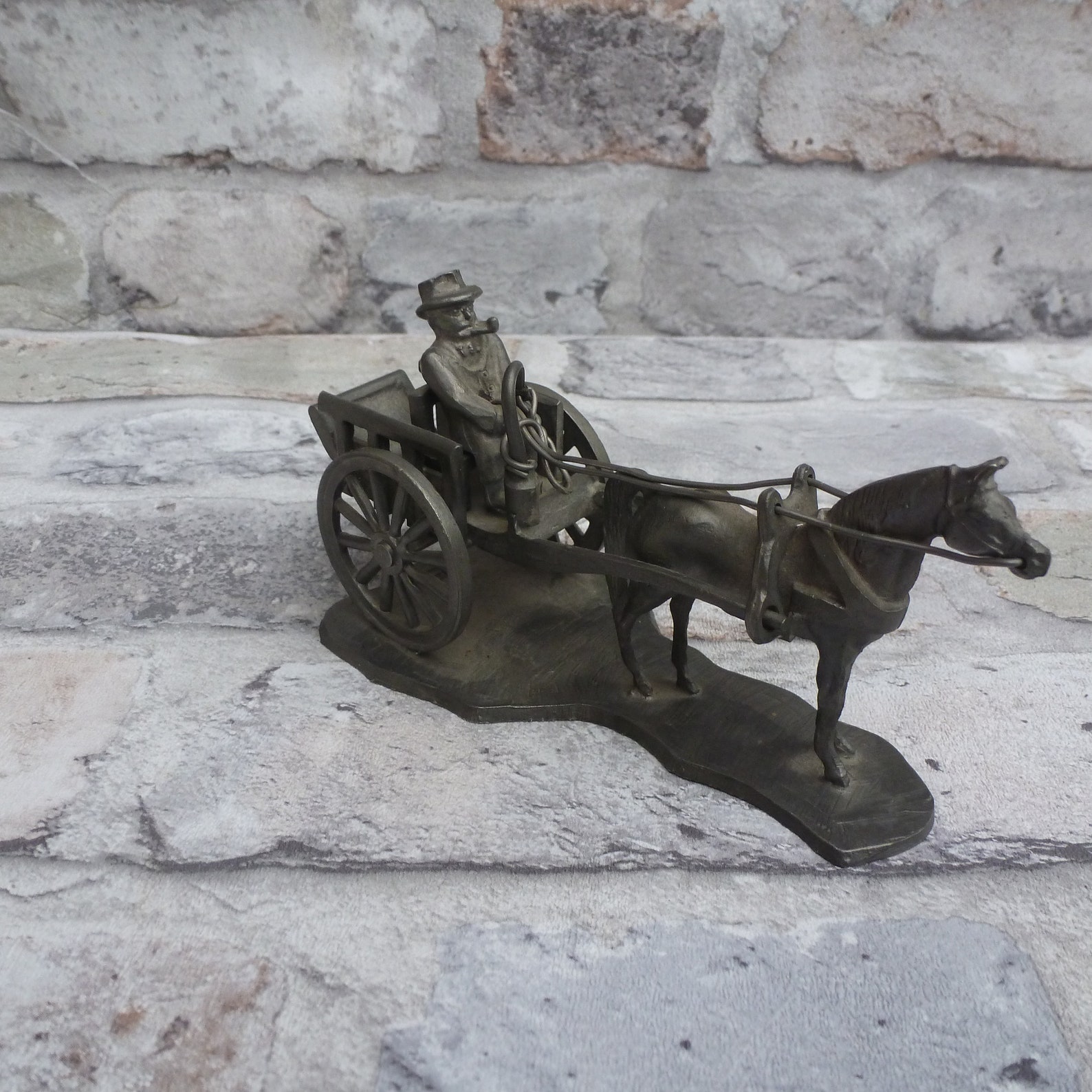 Vintage Miniature Pewter Tin Horse and Cart Figurine Home Etsy
