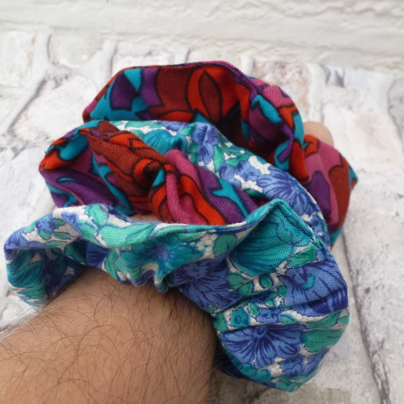 handmade rustic retro linen accessories green hairbands ponytail. Hair accessory womens scrunchies purple teens haircare ladies hairties