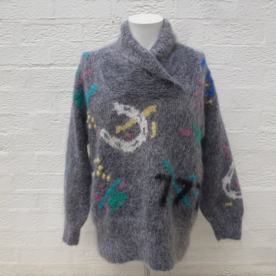 Vintage mohair sweater womens jumper, 1980s hand m