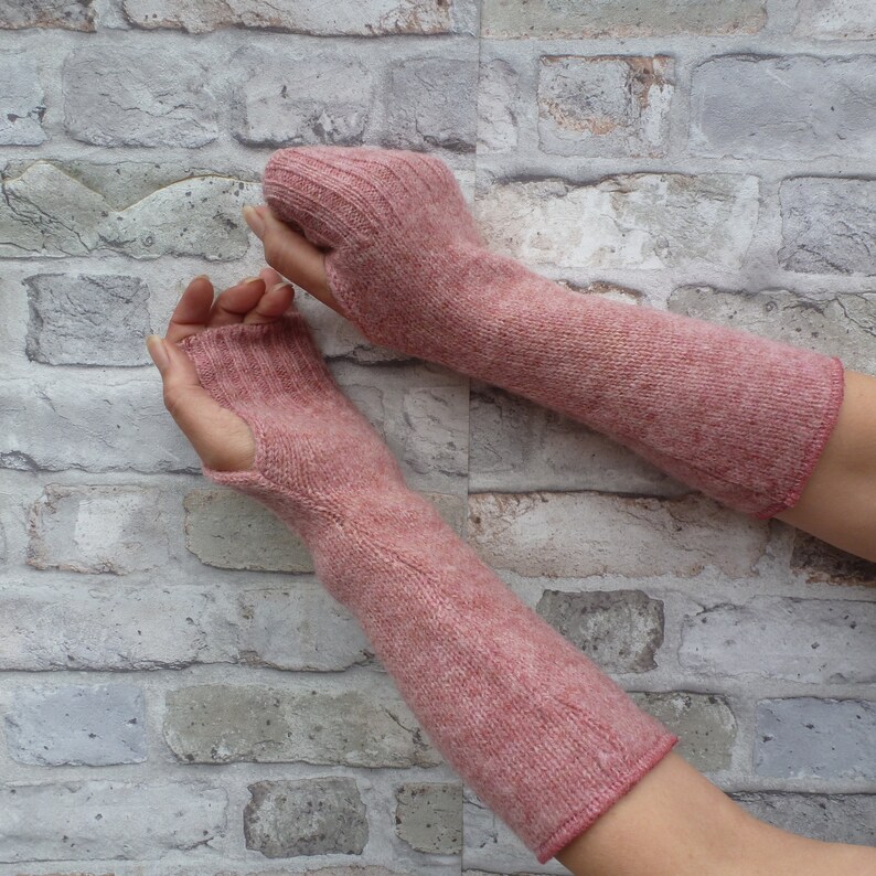 Rosey Pink Arm Warmers Pure Wool Fingerless Gloves. Earth Etsy