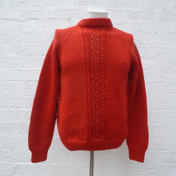 Roter Pullover Wolle Pullover Hand stricken Kleidung, Vintage rot rustikale Frauen 90er Jahre handgemachte Pullover, Winter Herren kleine Crew Hals Roter Pullover Wolle Pullover Hand stricken Kleidung, Vintage rot rustikale Frauen 90er Jahre handgemachte Pullover, Winter Herren kleine Crew Hals