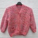 Pink cardigan small ladys clothing. '90s pink princess teens knit top, vintage girls winter handmade chunky sweater. 