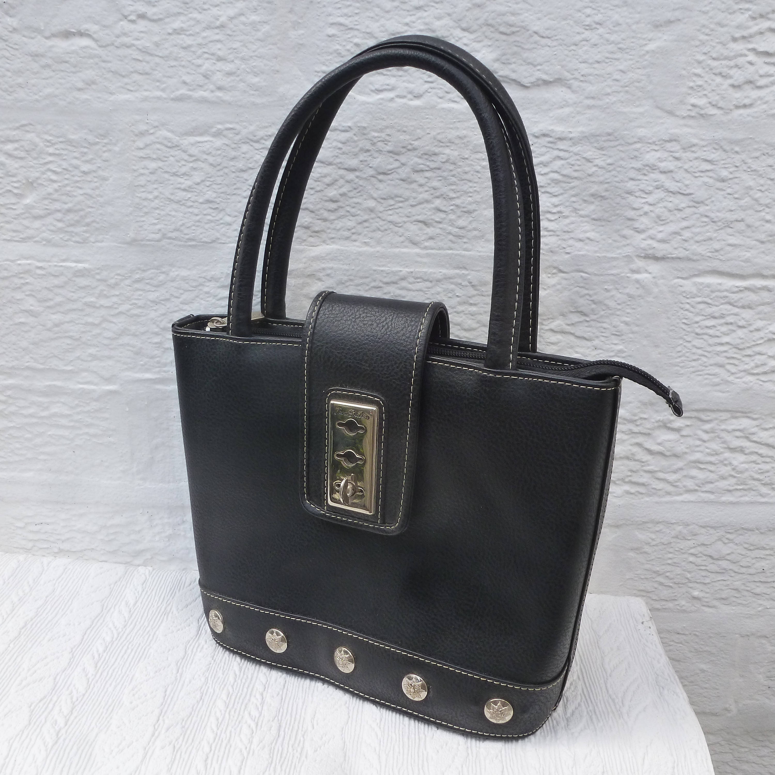 black love letter small top handle bag