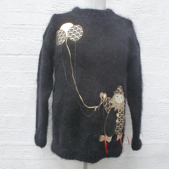 Black Vintage jumper sweater handmade British clot