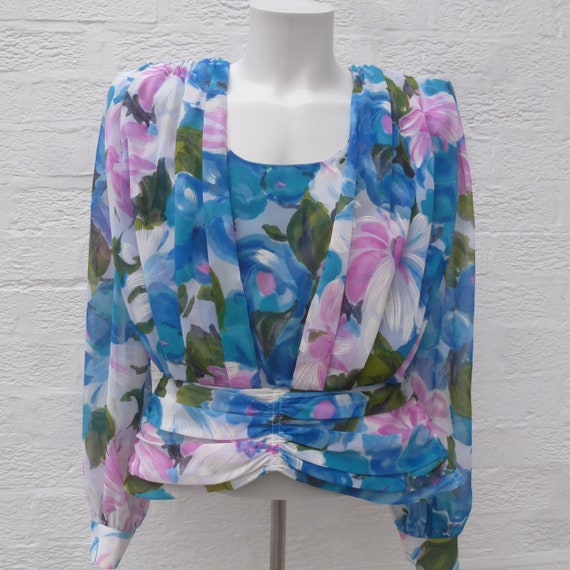 Summer women's chic blouson vintage top, lovely bl