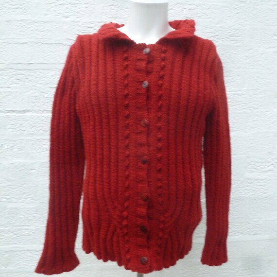Womens cardigan ladies knit top brown gift handmade chunky wool cardigan winter fall handmade vintage top chunky clothing 90s knit fall gift