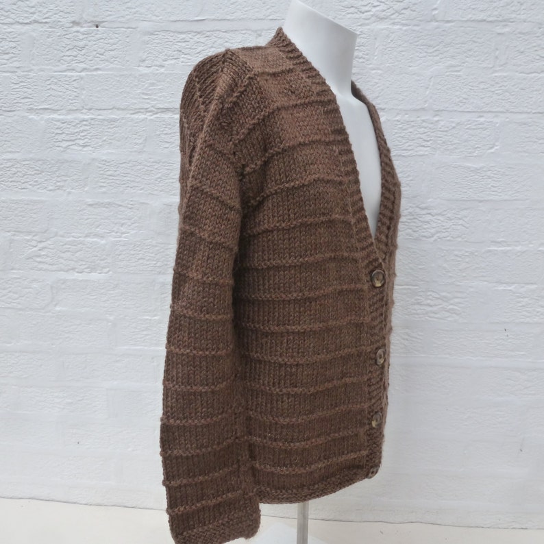Womens cardigan ladies knit top brown gift handmade chunky wool cardigan winter fall handmade vintage top chunky clothing 90s knit fall gift