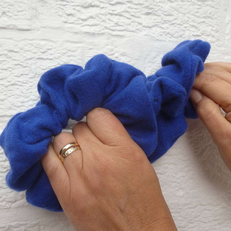 back to school blue bun holders. Eco-friendly hand made hairbands Two cashmere accessories for hair care Large soft wool hairties