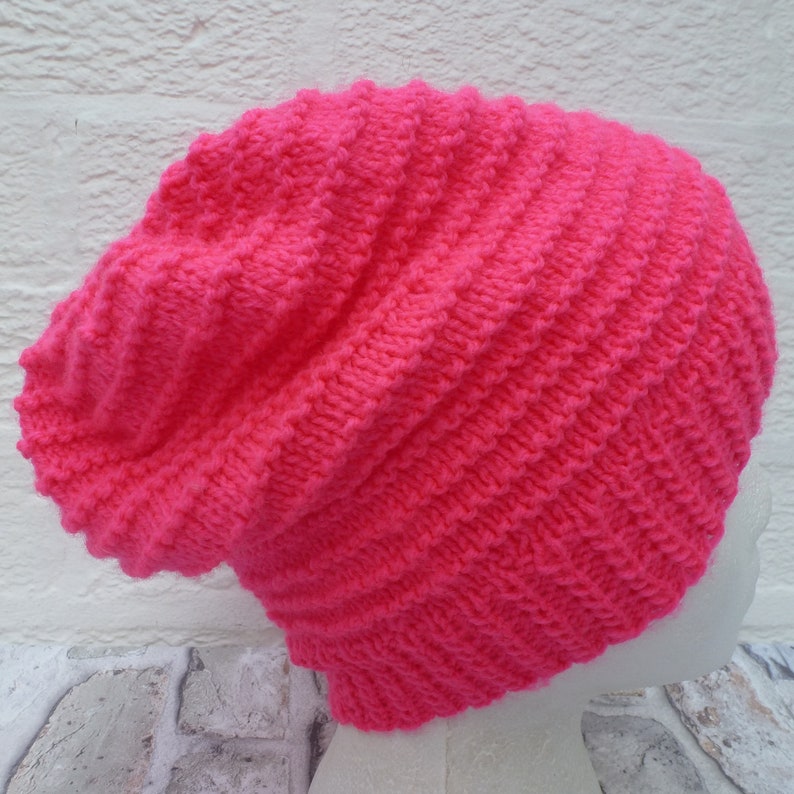 Hat knit Beanie womens handknit 80s cosy vintage pink winter accessory knit gifts for hikers ladies skull cap