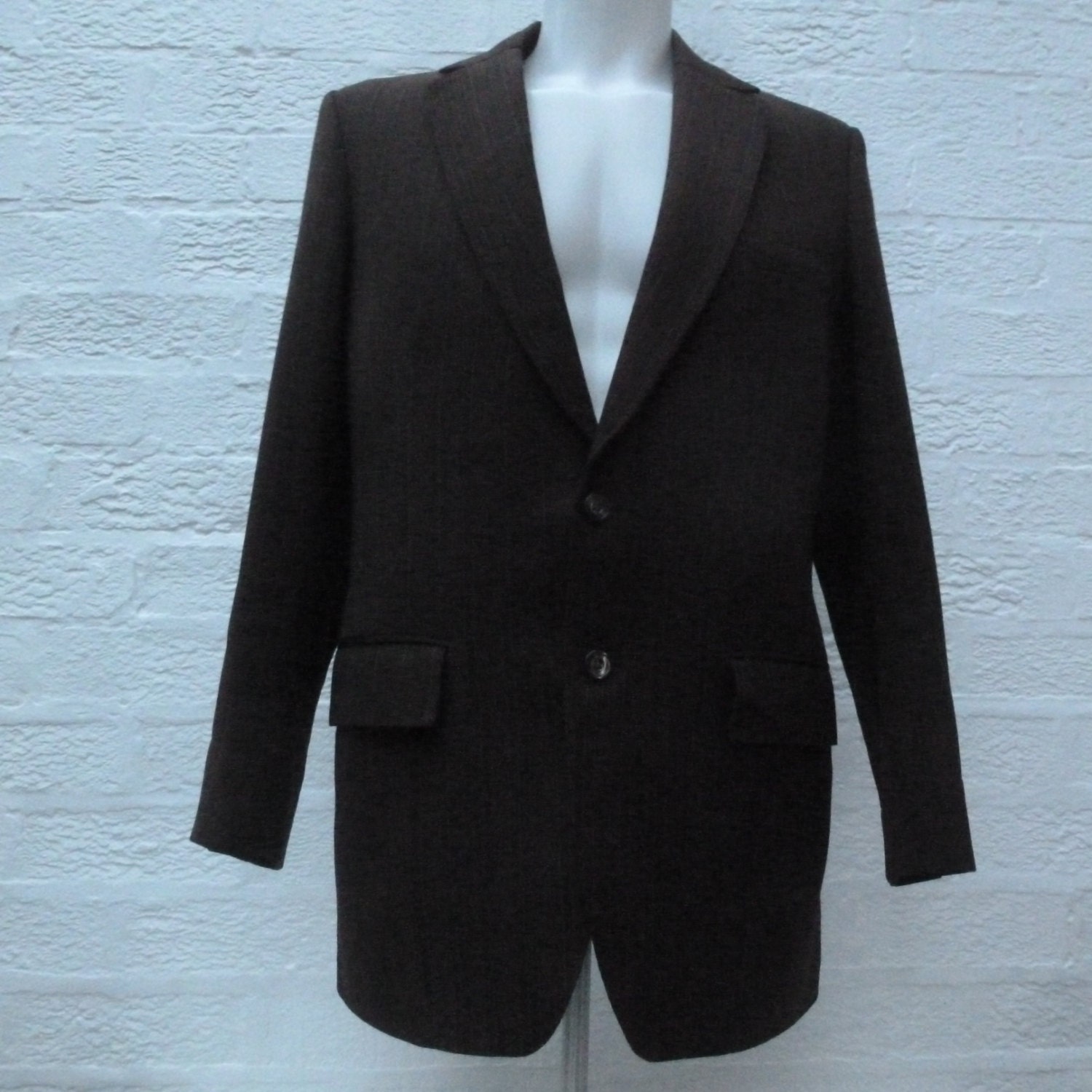 Image of Men's Brown Blazer Pinstripe Jacket "50S-'60S Heritage Fashion, Hand Made Vintage Tailored Jacket