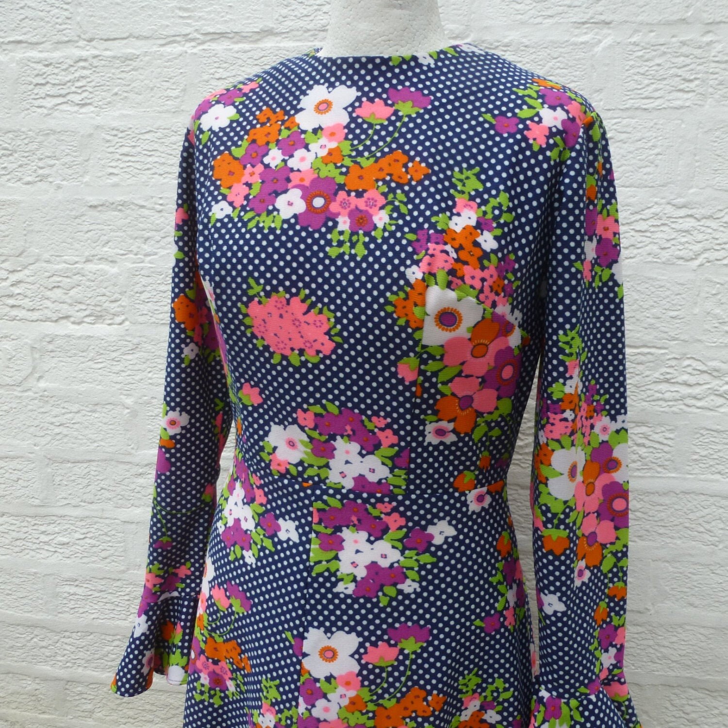 Image of Dress Festival Vintage British Clothing Floral Dress, S Handmade Hippie Fashion Boho Clothes Womens Uk