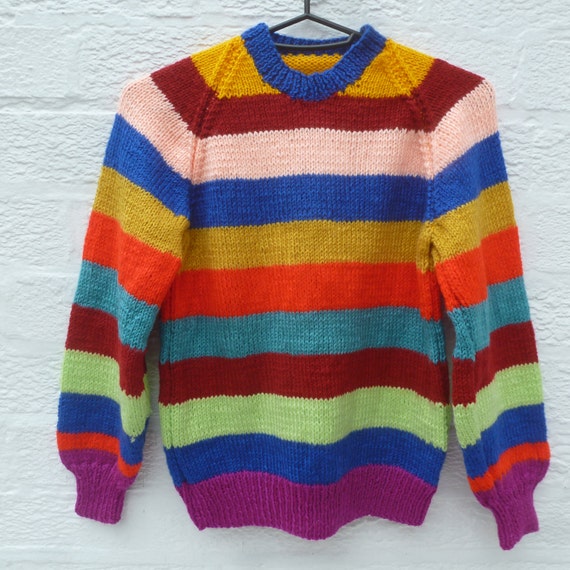 Jumper knit pullover teens wool clothing 1990s multicoloured | Etsy
