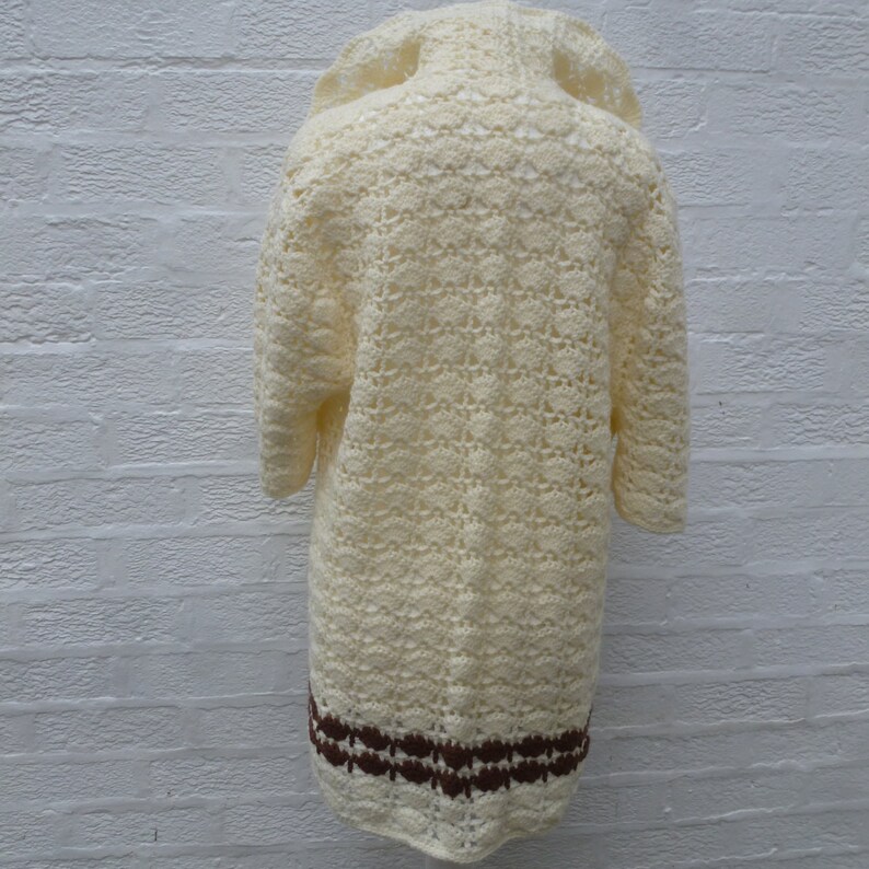 Crochet vintage top womens clothing ladies handmade cardigan winter wool chunky top 80s fall festival hippie.