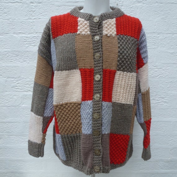 Vintage. cardigan ladies handmade chunky knitwear,