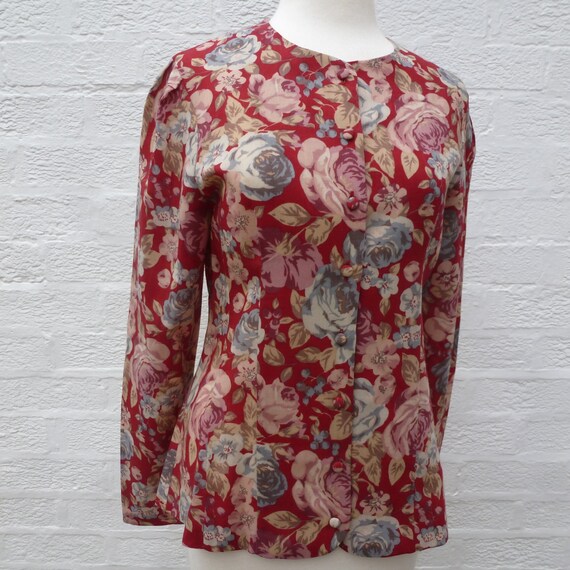Vintage wool blouse, women's work shirt. clothing
